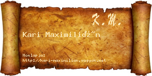 Kari Maximilián névjegykártya